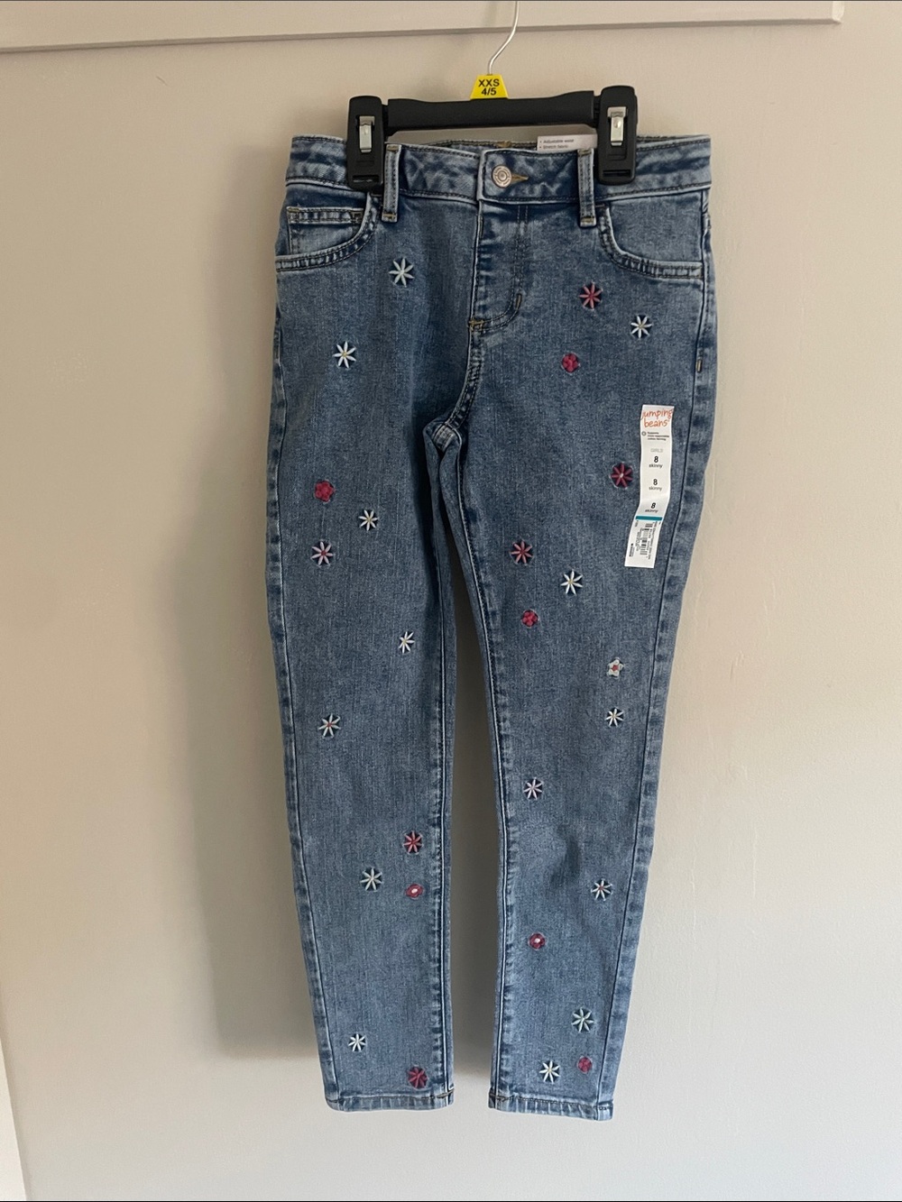 NWT jumping beans Girls Embroidered Blue Skinny Jeans sz 8